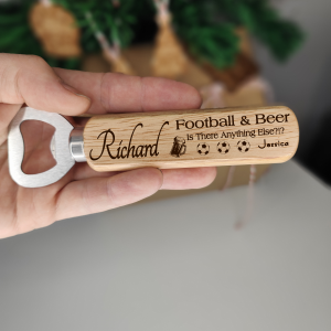 Personalised Football Gift Bottle Opener for Birthday Christmas Football & Beer Fan