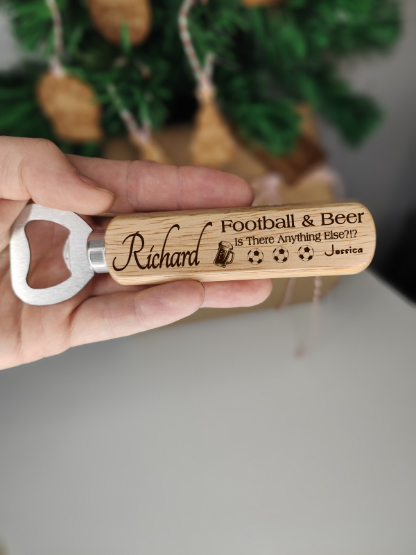Personalised Football Gift Bottle Opener for Birthday Christmas Football & Beer Fan