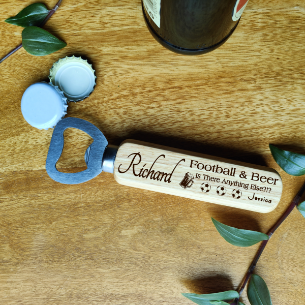 Personalised Football Gift Bottle Opener for Birthday Christmas Football & Beer Fan - Image 3