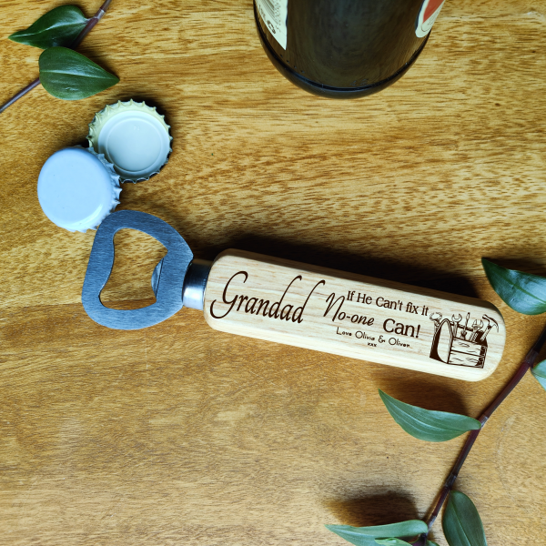 Personalised Bottle Opener for Grandad's who fix everything! Fathers Day gift Laser engraved with any name - Image 5