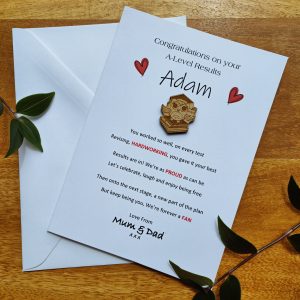Personalised Congratulations on Your A-Level Results Poem Card with 2024 Pocket Keepsake for College leavers