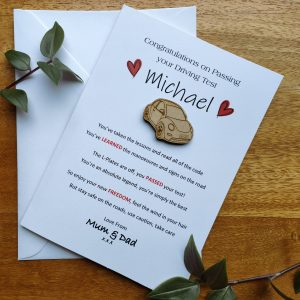 Personalised Congratulations Driving Test Passed Poem Gift Card with Car Pocket Keepsake for Son, Daughter, Teen, Friend or Family