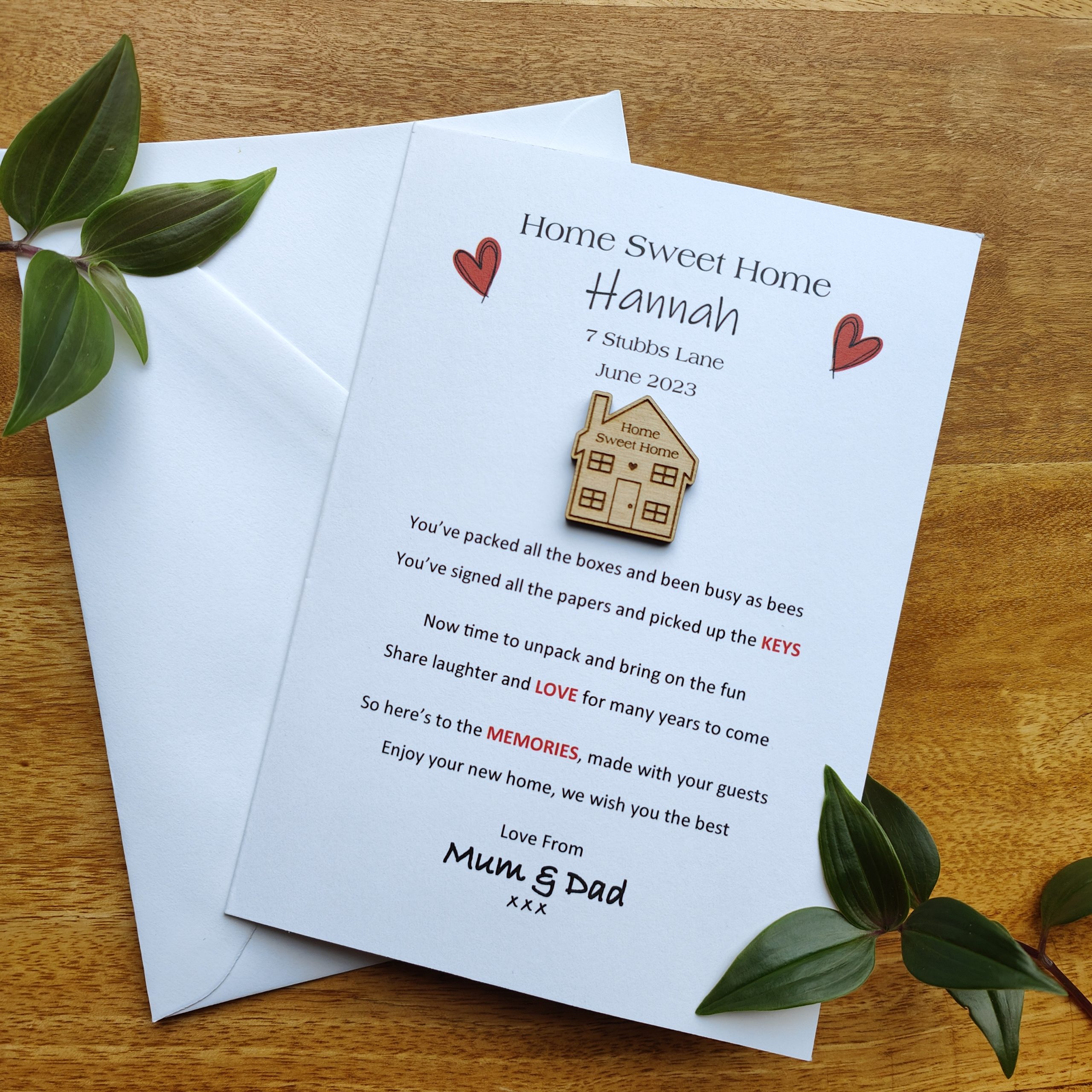Personalised Congratulations on Your New Home Poem Gift Card with Cute House Pocket Keepsake for Housewarming friends and family - Image 5