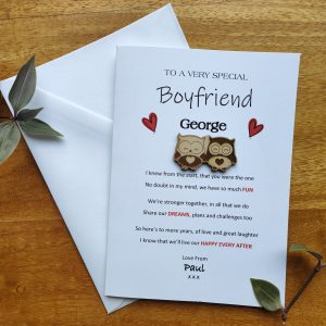 Personalised Anniversary Card with Cute Couples Token for Boyfriend, Girlfriend, Wife, Husband, Friends, Her, Him