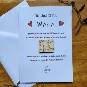 Personalised Thinking of you Sympathy hospital Treatment Greetings Card with Keepsake