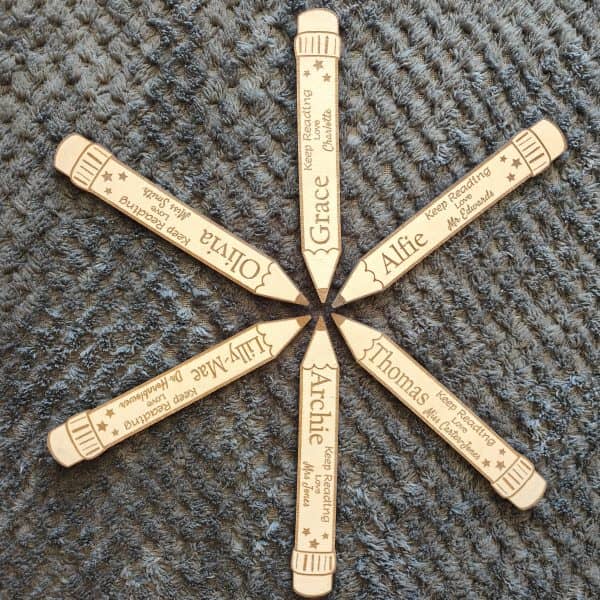 Personalised Gift From Teacher end of term for kids in Nursery or School Teacher Bookmark pencil design - Image 4