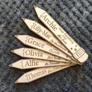 Personalised Gift From Teacher end of term for kids in Nursery or School Teacher Bookmark pencil design