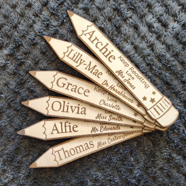 Personalised Gift From Teacher end of term for kids in Nursery or School Teacher Bookmark pencil design