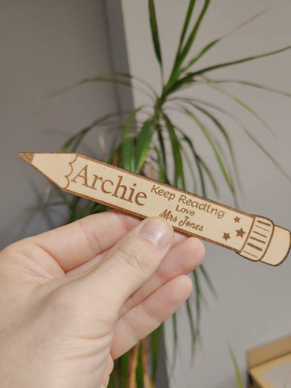 Personalised Gift From Teacher end of term for kids in Nursery or School Teacher Bookmark pencil design - Image 7