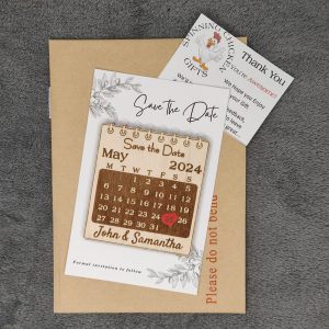 Personalised Save the Date Fridge Magnet Ready to Send Laser Engraved wooden Wedding invitation