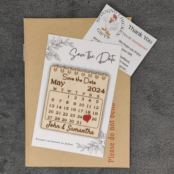 Personalised Save the Date Fridge Magnet Ready to Send Laser Engraved wooden Wedding invitation - Image 3