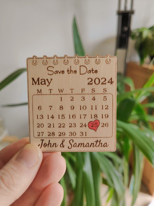 Personalised Save the Date Fridge Magnet Ready to Send Laser Engraved wooden Wedding invitation - Image 4