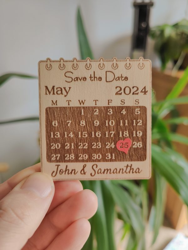 Personalised Save the Date Fridge Magnet Ready to Send Laser Engraved wooden Wedding invitation - Image 5