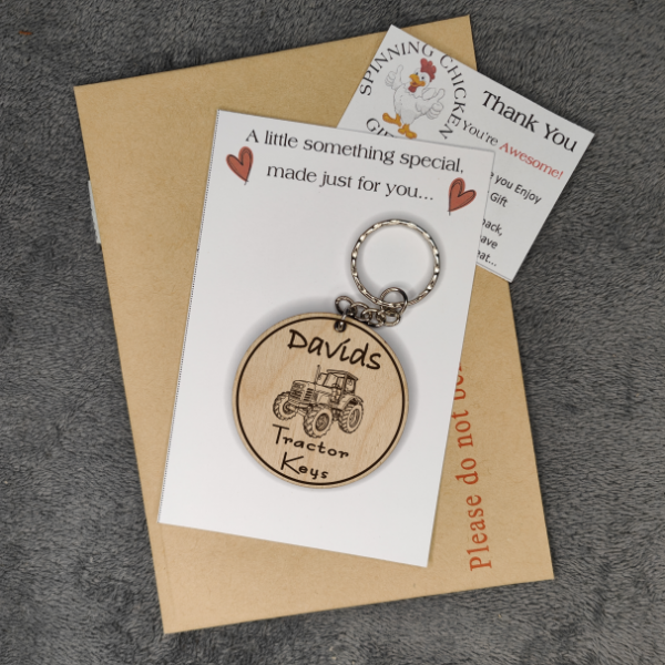 Personalised Tractor Keyring Laser Engraved with Name Ideal birthday present or stocking filler Gift - Image 4