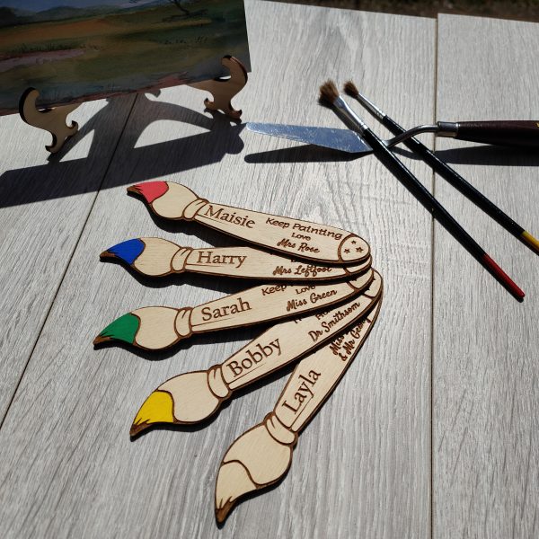 Personalised Class Gift From Teacher end of term for kids in Nursery or School Teacher Bookmark paintbrush - Image 2