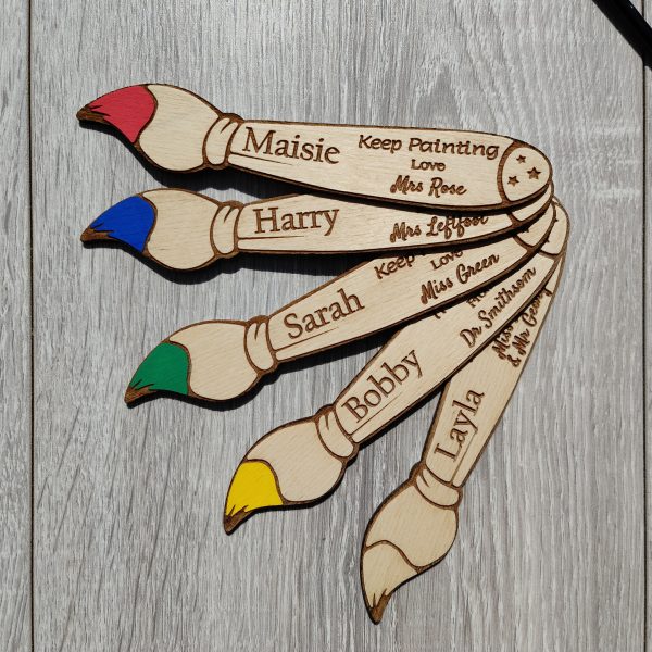 Personalised Class Gift From Teacher end of term for kids in Nursery or School Teacher Bookmark paintbrush - Image 3