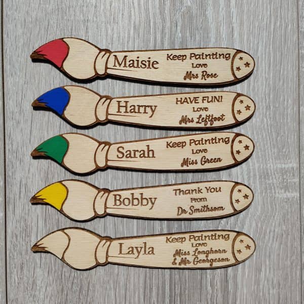 Personalised Class Gift From Teacher end of term for kids in Nursery or School Teacher Bookmark paintbrush - Image 4