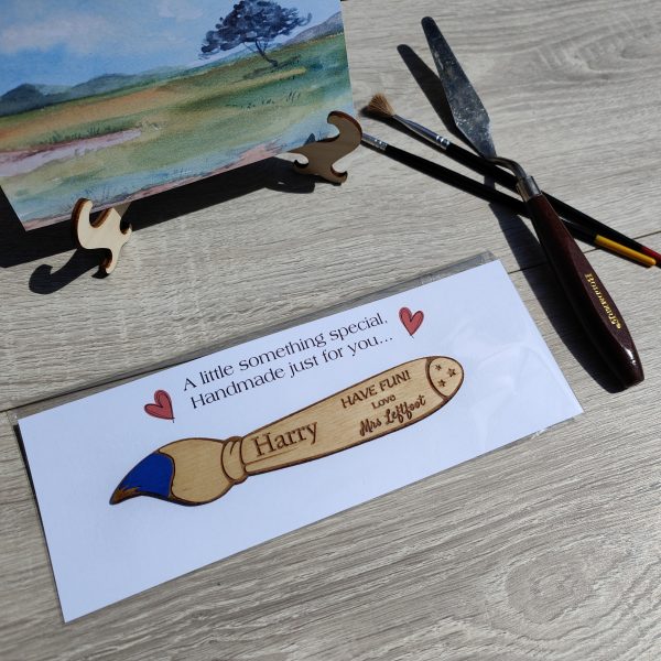 Personalised Class Gift From Teacher end of term for kids in Nursery or School Teacher Bookmark paintbrush - Image 6