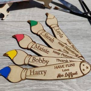 Personalised Class Gift From Teacher end of term for kids in Nursery or School Teacher Bookmark paintbrush