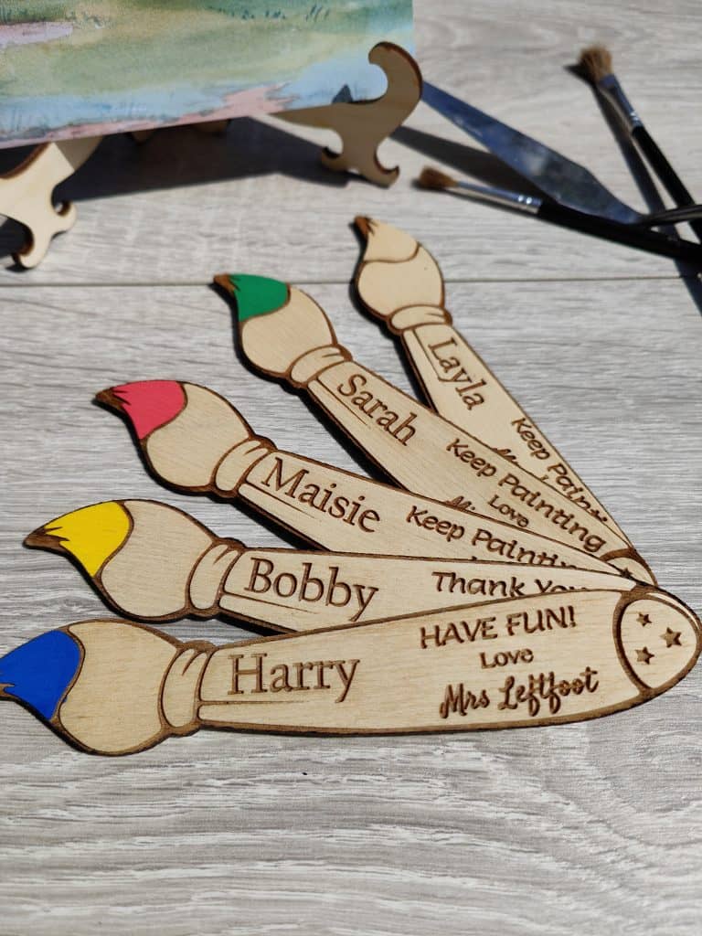 Personalised Class Gift From Teacher end of term for kids in Nursery or School Teacher Bookmark paintbrush