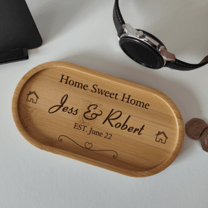 Personalised New Home gift Tray for keys or bits and bobs in your new hallway