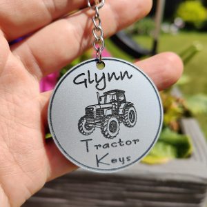 Personalised Tractor Gift Acrylic Keyring Laser Engraved with Name Ideal birthday present or stocking filler Gift