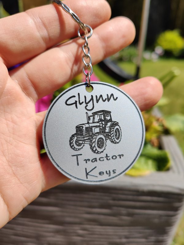 Personalised Tractor Gift Acrylic Keyring Laser Engraved with Name Ideal birthday present or stocking filler Gift