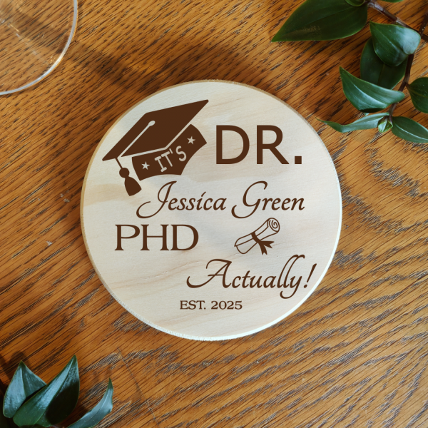 Personalised PHD Student Congratulations on Exam Results Laser Engraved Natural Slate Coaster, ideal gift for Doctor graduates - Image 8