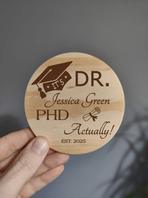 Personalised PHD Student Congratulations on Exam Results Laser Engraved Natural Slate Coaster, ideal gift for Doctor graduates - Image 9