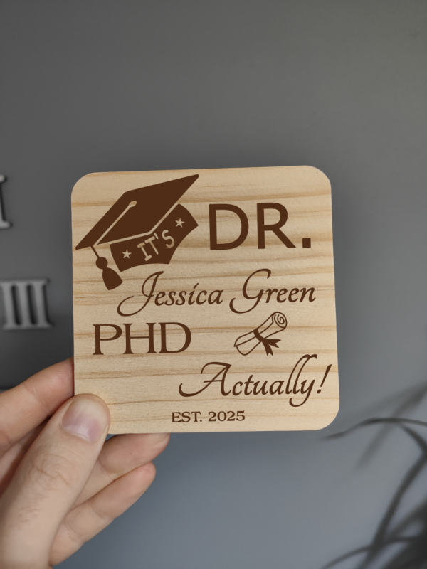 Personalised PHD Student Congratulations on Exam Results Laser Engraved Natural Slate Coaster, ideal gift for Doctor graduates - Image 11