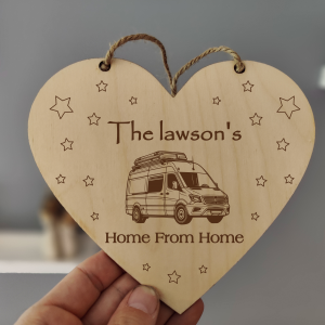 Personalised van life gift self build Wall Art Hanging Heart Laser Engraved Plaque for van conversions