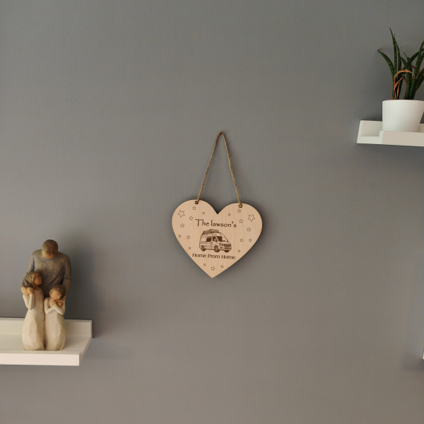 Personalised van life gift self build Wall Art Hanging Heart Laser Engraved Plaque for van conversions - Image 3