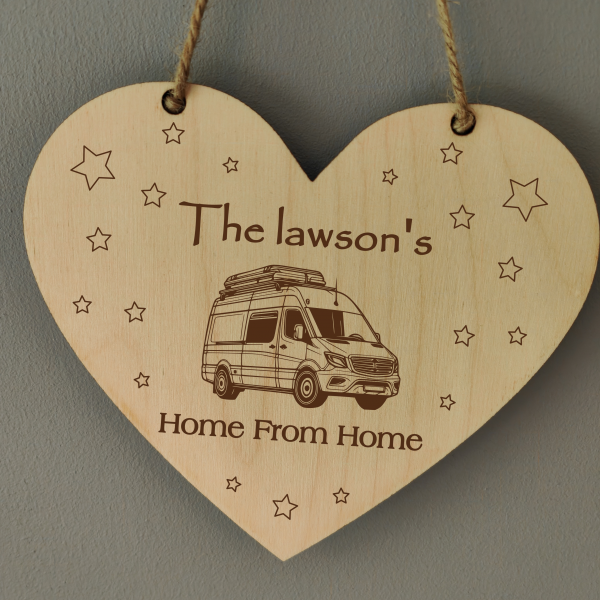 Personalised van life gift self build Wall Art Hanging Heart Laser Engraved Plaque for van conversions - Image 4