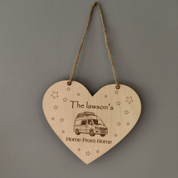 Personalised van life gift self build Wall Art Hanging Heart Laser Engraved Plaque for van conversions - Image 5
