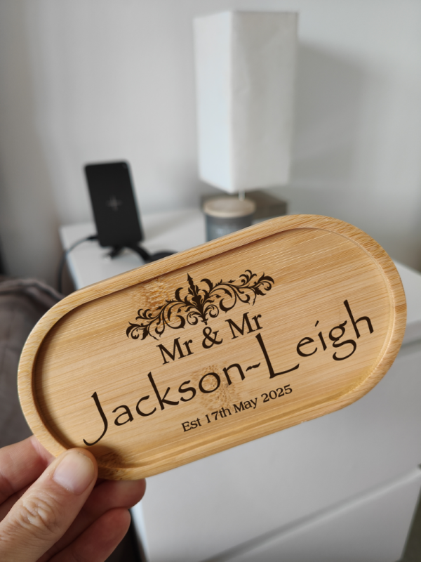 Personalised Wedding or Anniversary Gift for Couples or partner his or hers or Newlywed Tray - Image 5