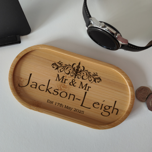 Personalised Wedding or Anniversary Gift for Couples or partner his or hers or Newlywed Tray - Image 4