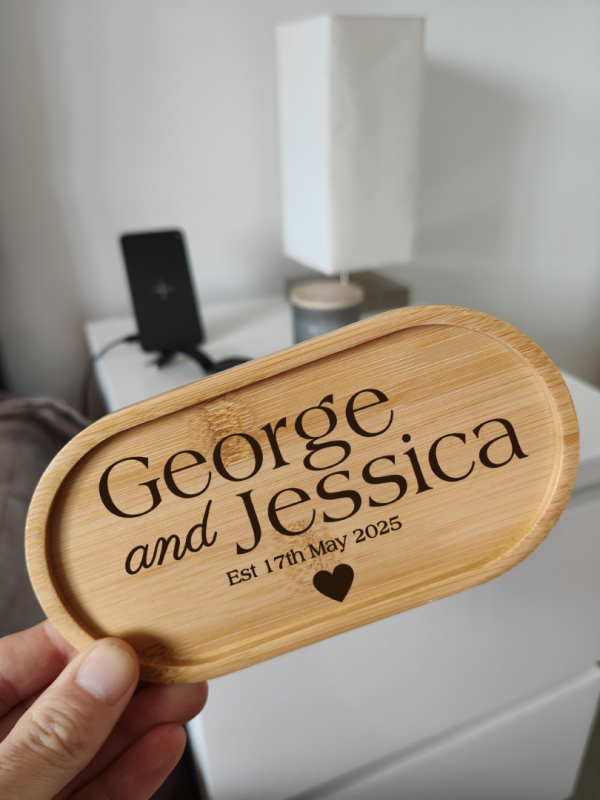 Personalised Wedding or Anniversary Gift for Couples or partner his and hers or Newlywed Tray - Image 7