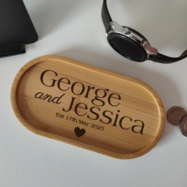 Personalised Wedding or Anniversary Gift for Couples or partner his and hers or Newlywed Tray - Image 8
