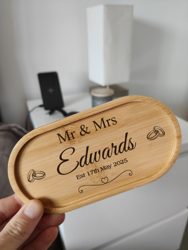 Personalised Wedding or Anniversary Gift for Couples or partner his or hers or Newlywed Tray - Image 7