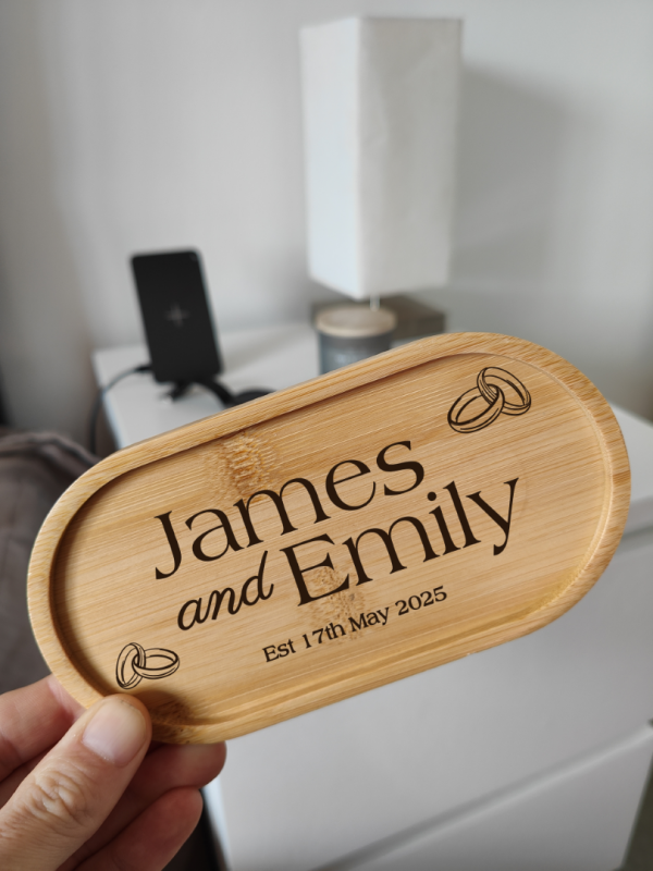 Personalised Wedding or Anniversary Gift for Couples or partner his and hers or Newlywed Tray - Image 5