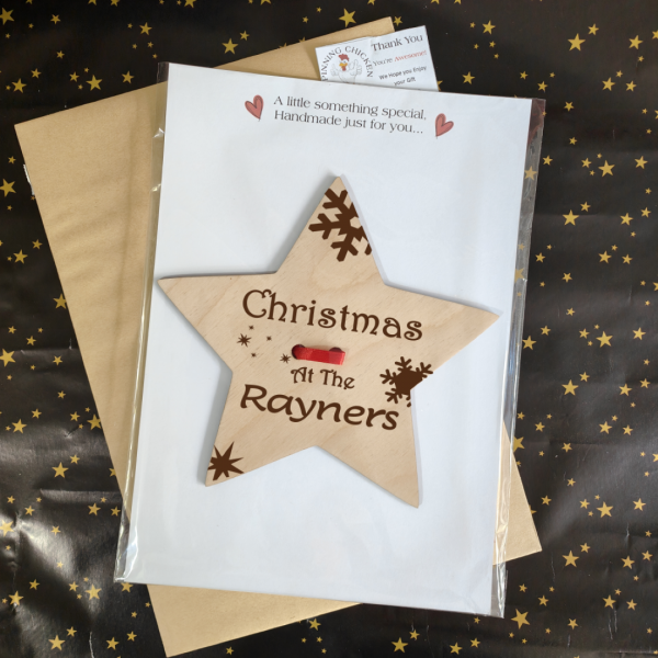 Personalised Christmas Tree Star Topper – Engraved Wooden Ornament – Family Name Holiday Decoration – Xmas Keepsake Gift - Image 8