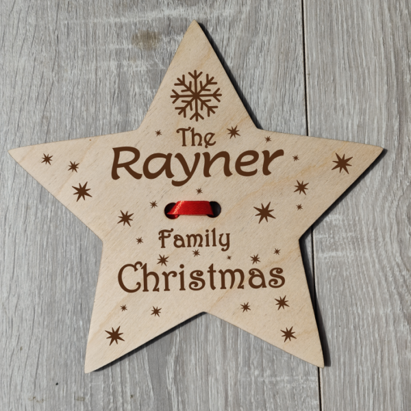 Personalised Christmas Tree Star Topper – Engraved Wooden Ornament – Family Name Holiday Decoration – Xmas Keepsake Gift - Image 10