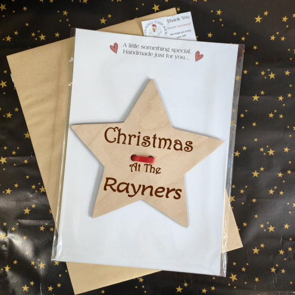 Personalised Christmas Tree Star Topper – Engraved Wooden Ornament – Family Name Holiday Decoration – Xmas Keepsake Gift - Image 14