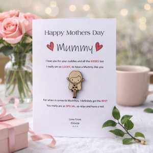 Personalised Mothers Day Card, Floral Keepsake Token, For Mum
