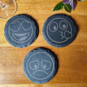 Emoji Laser Engraved Slate Coaster: Coffee Drink Lover Gift