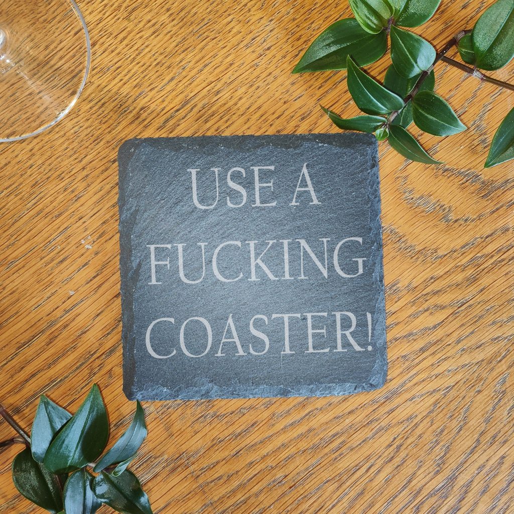 Funny Rude Slate Coaster: Laser Engraved Gift