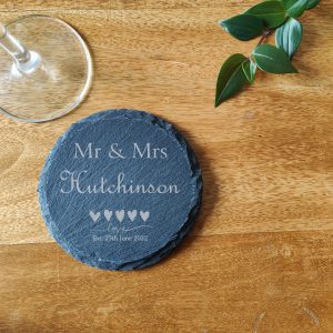 Personalized Slate Coaster, Mr & Mrs Anniversary Wedding Gift