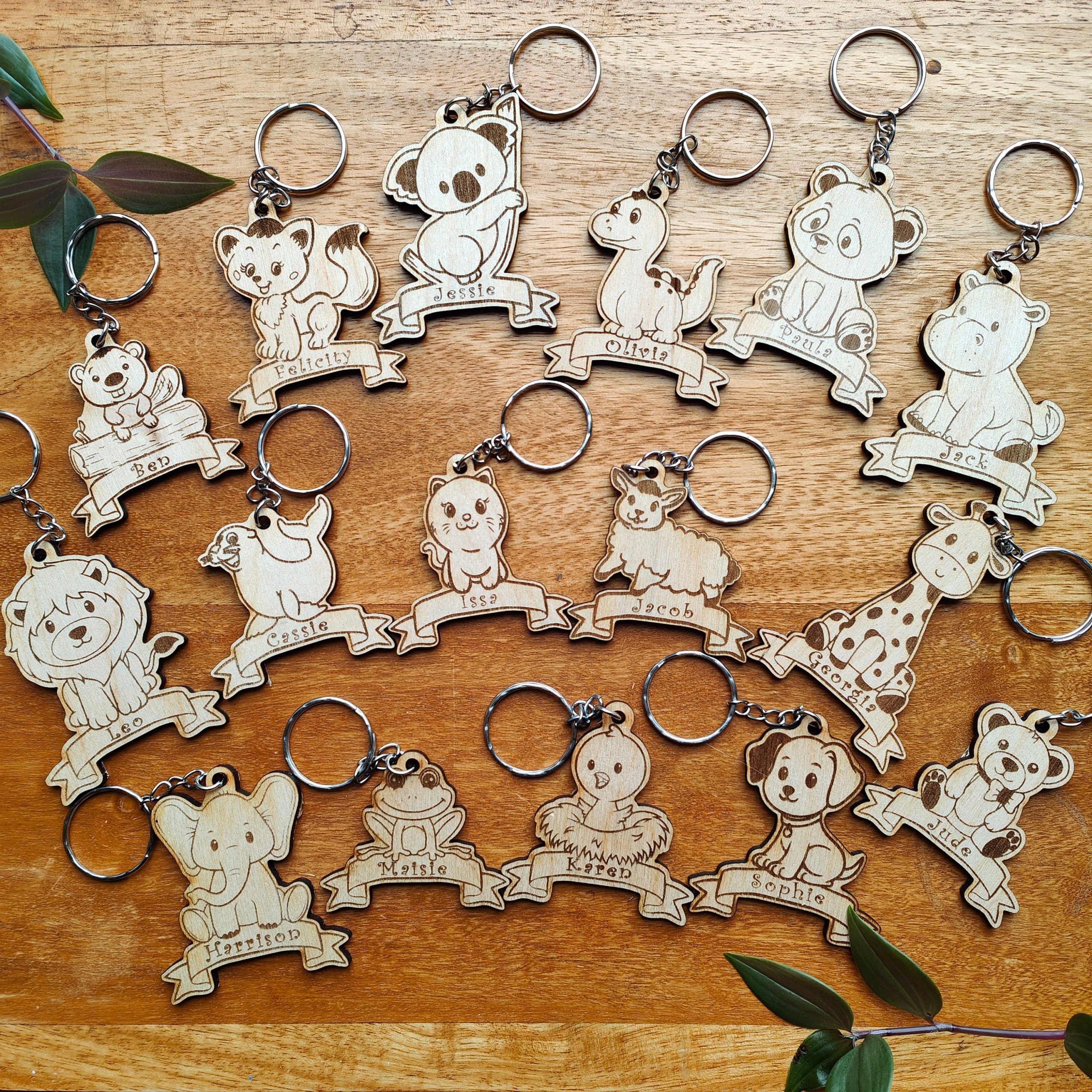 Personalised Puppy Dog Keychain: Laser Engraved Wooden Animal Tag - Image 3