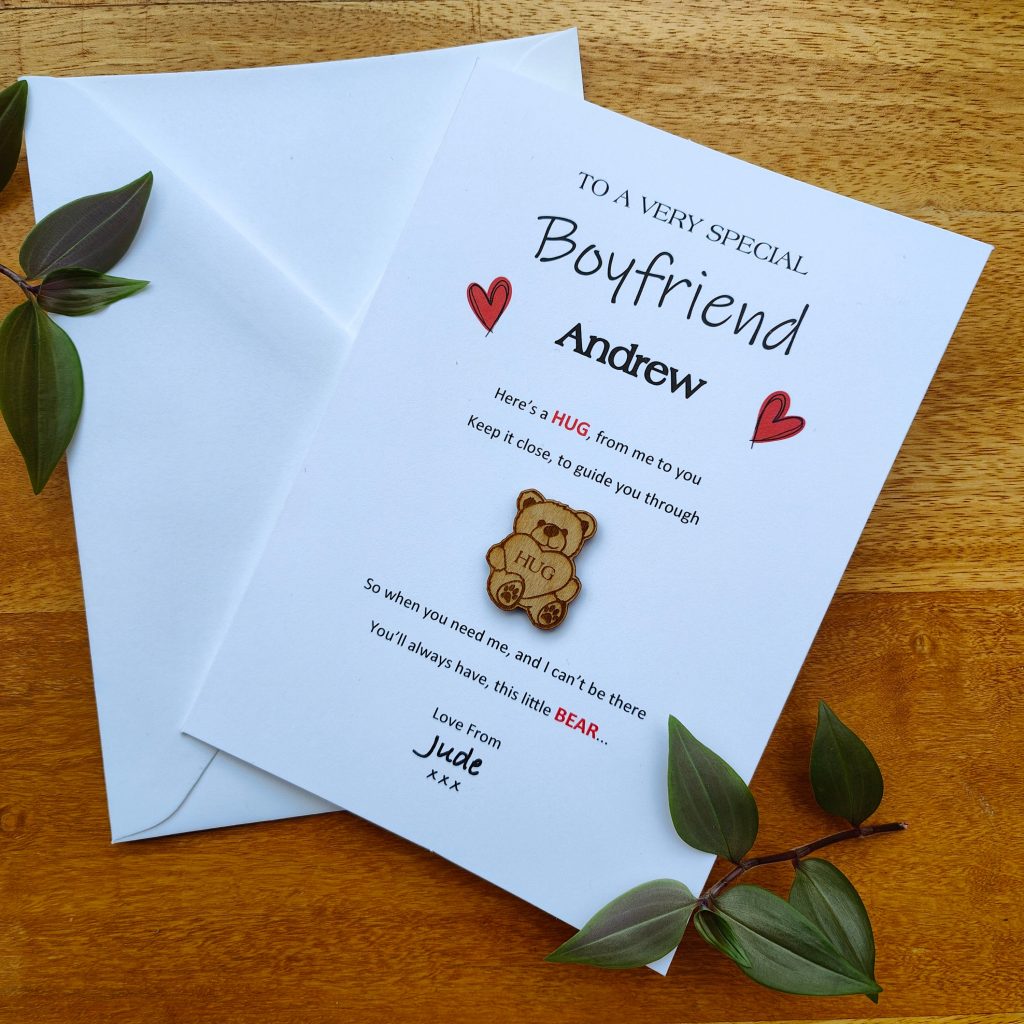 Personalised Teddy Bear Hug Card: Pocket Token Gift