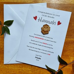 Personalised GCSE results card with 2024 owl keepsake. Idealfor school college leavers